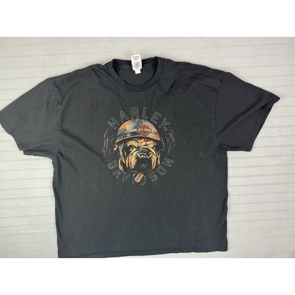 Harley Davidson Size 3XL Mens Black T Shirt Bulldog White Lightning Chattanooga